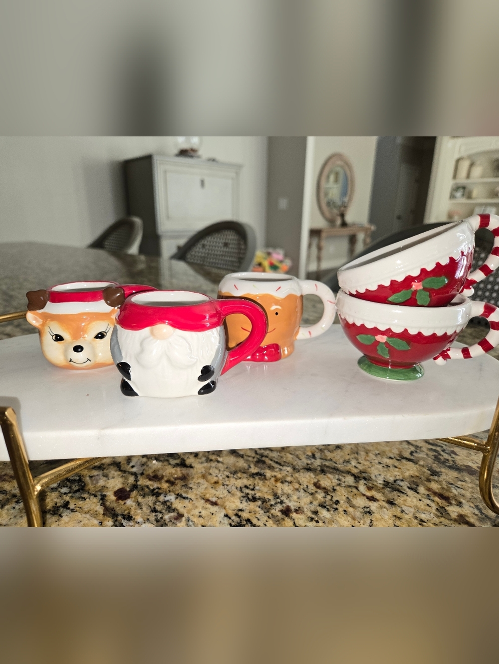 5 Ceramic Christmas Espresso Mugs